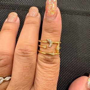 Gold Celestial Ring with Crystals